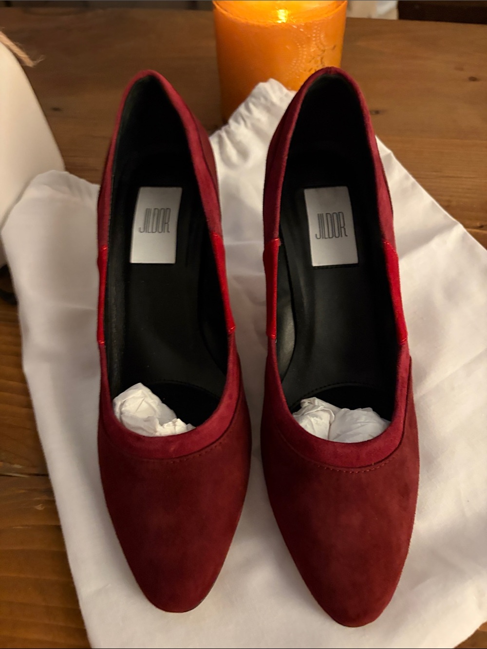 Burgundy Suede Pointed-Toe Heels